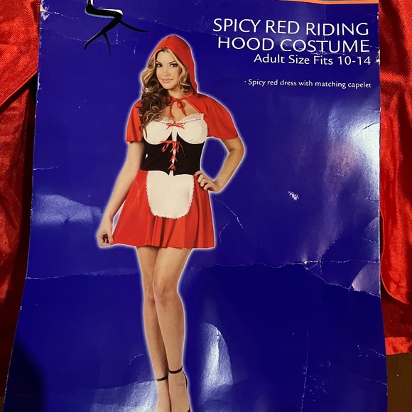 🎃SPICY RED RIDING HOOD 🐺👵 COSTUME, HOODED CAPE, LACED BODICE, SIZE MEDIUM - Picture 1 of 5